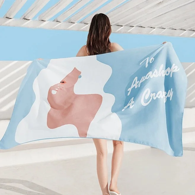 2024 Hot Selling 200gsm Personalize Beach Towel Quick Dry Sports Print Towel with Name for Birthday