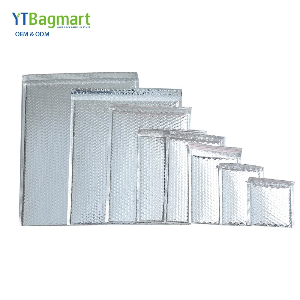 
Bubble Mailer Flyer Courier Bag Sliver Plastic Poly Bubble Adhesive Tape Courier Packaging Mailing Bag 