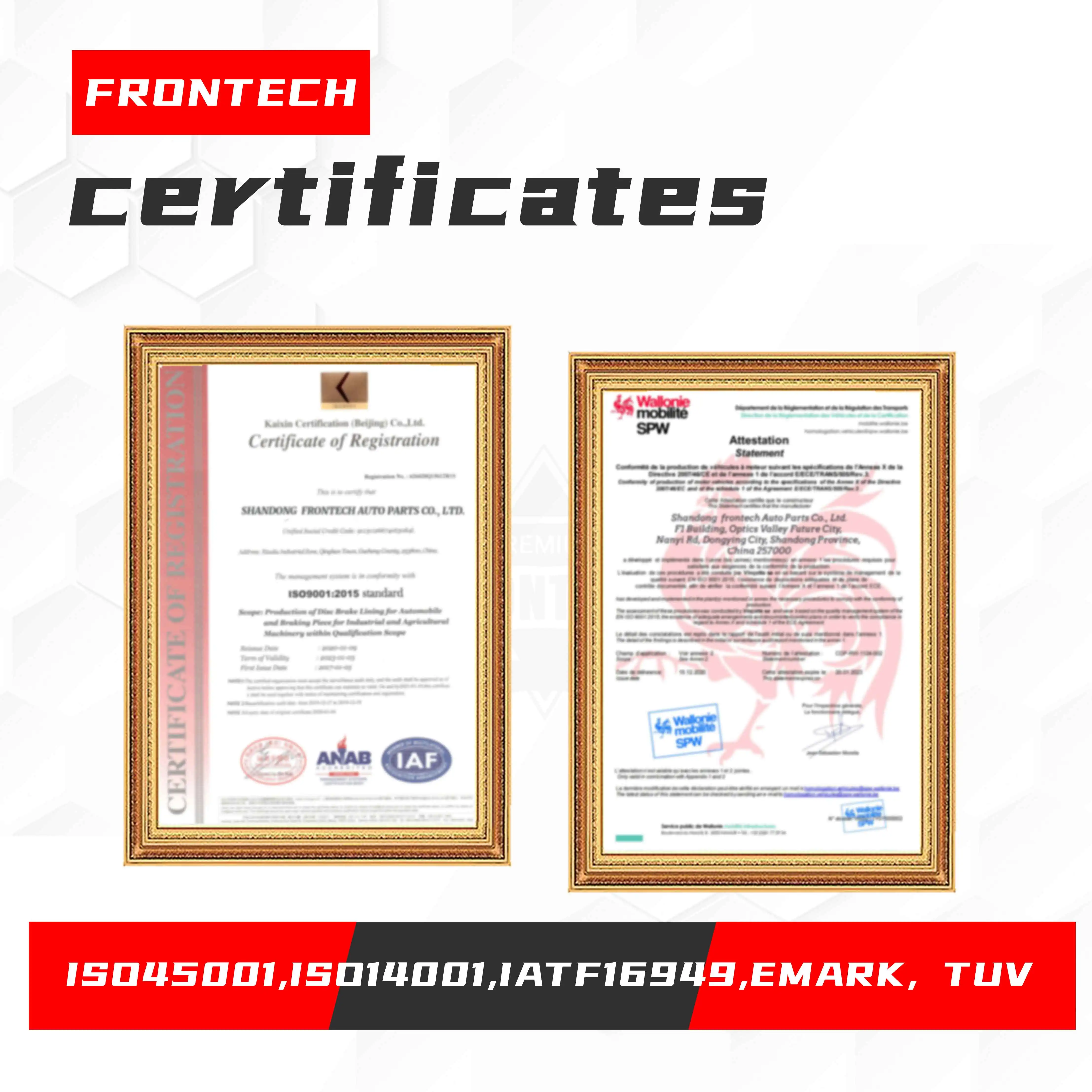 Frontech Bus Brake Pads For 2023 Toyota Hiace Coaster & Zhongtong Bus Parts Hino & Hyundai County Brake Pads for Trucks on Sale