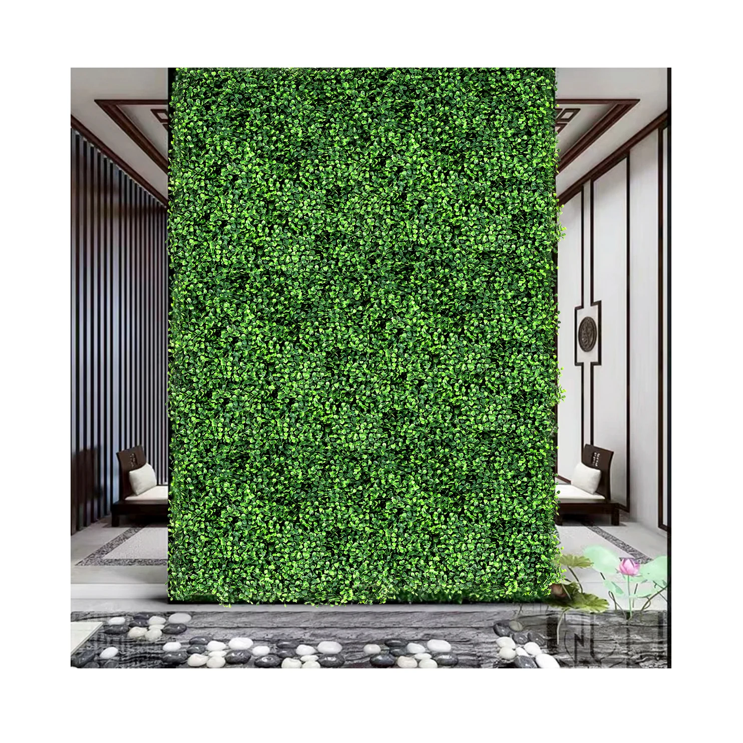 P4 Anti-uv Plastic Leaf Plant Faux Boxwood Mat Green Foliage Panel Artificial Grass Wall for Outdoor