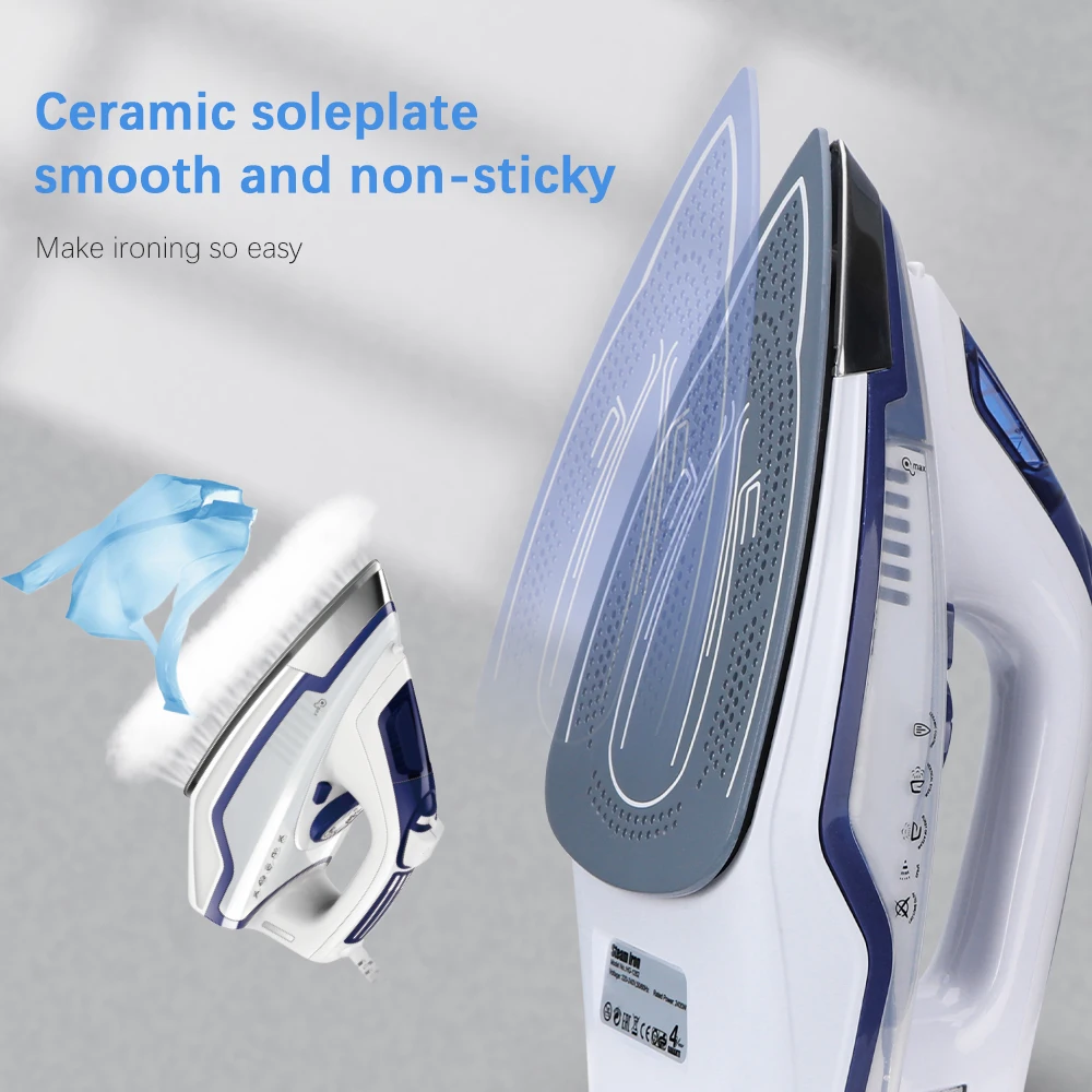 Household Professional Boiler Electric Steam Iron For Clothes With Ceramic Sole Plate Self-Cleaning Function
