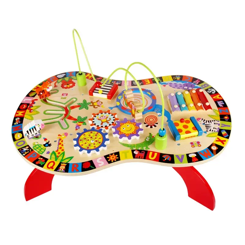 New Novelties Children Wooden Multifunctional Multifunctional Gaming Acticity Table Educational Beads Learning Toys For Kids