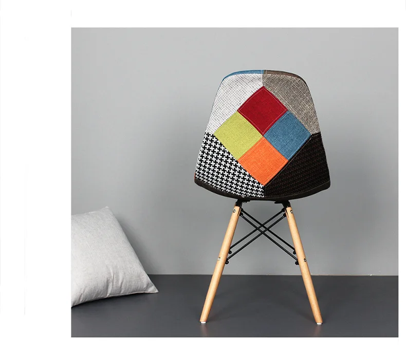  Обеденный стул в форме ракушки из скандинавской ткани с деревянными перекрестными ножками