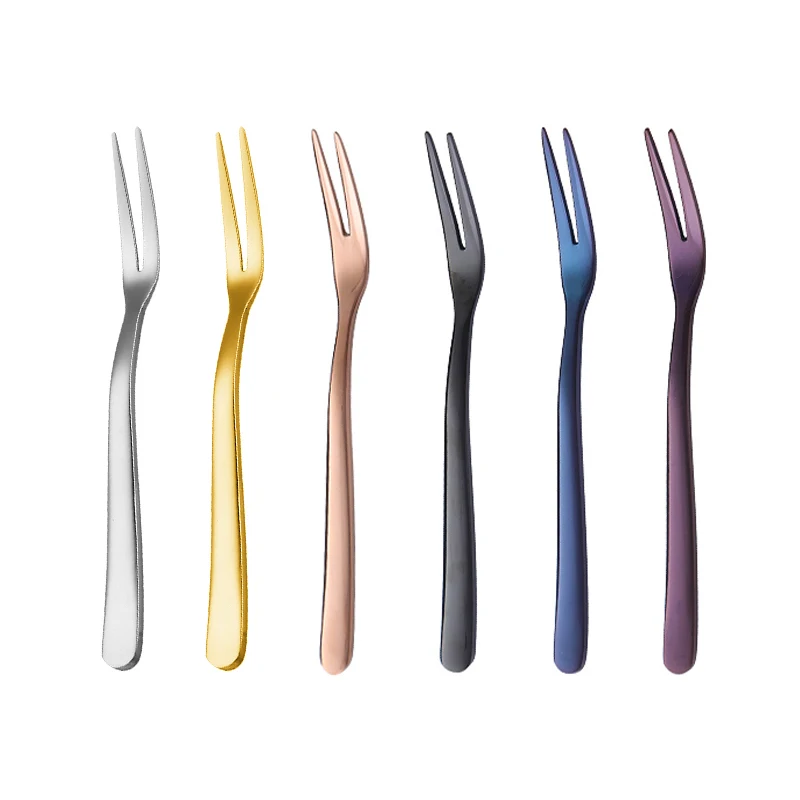 304 stainless steel fruit fork Mini Cake dessert colorful fruit fork