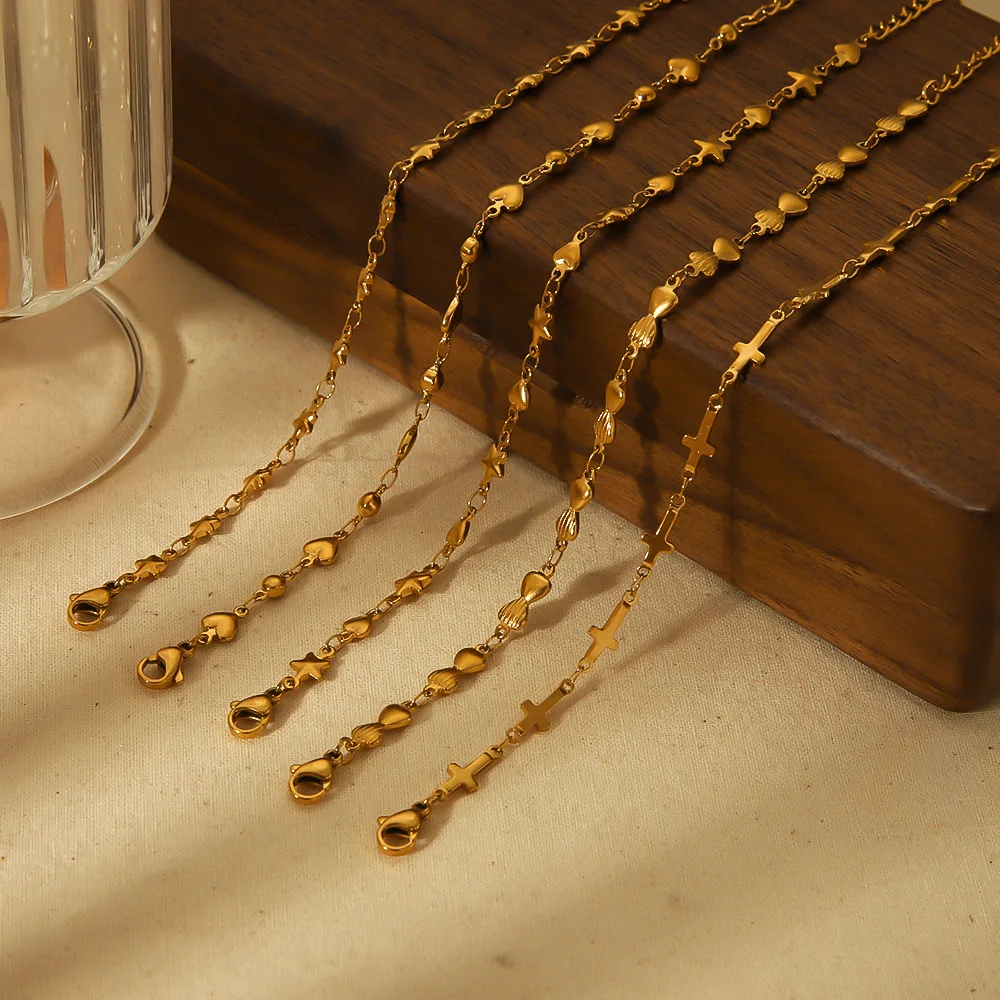 18k gold plated stainless steel bracelet hollow geometric handmade DIY chain bracelet no-fading titanium steel fashion jewelry