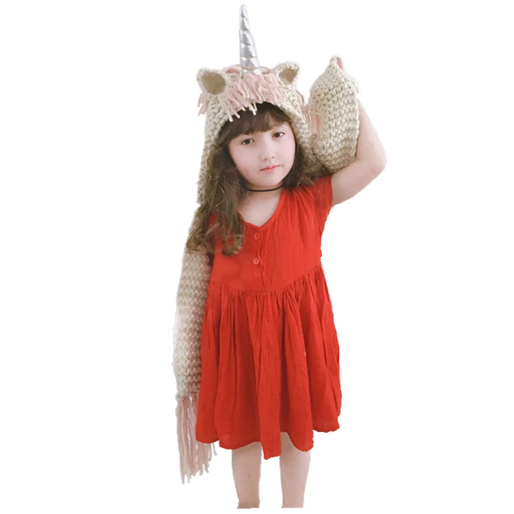 Cheap Factory Price Cotton Hat Crochet Baby Winter Hats Unicorn handmade knitted hat scarf