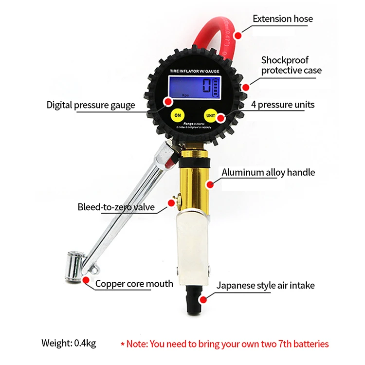 High Quality Pressure Gauge 2 Pen Type Tire Pressure Gauge Dry Pressure Gauge for Car Repairing