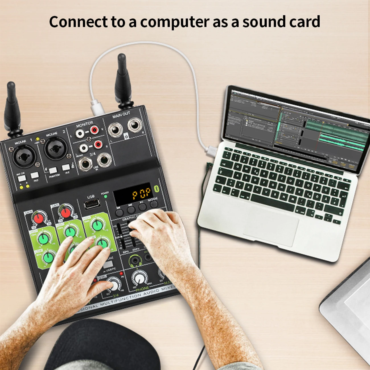 Biner UF5-M мини 4-канальный аудио DJ микшер консоль USB 48V питание профессиональный Утюг BT смеситель для кухни с двумя Mic usb