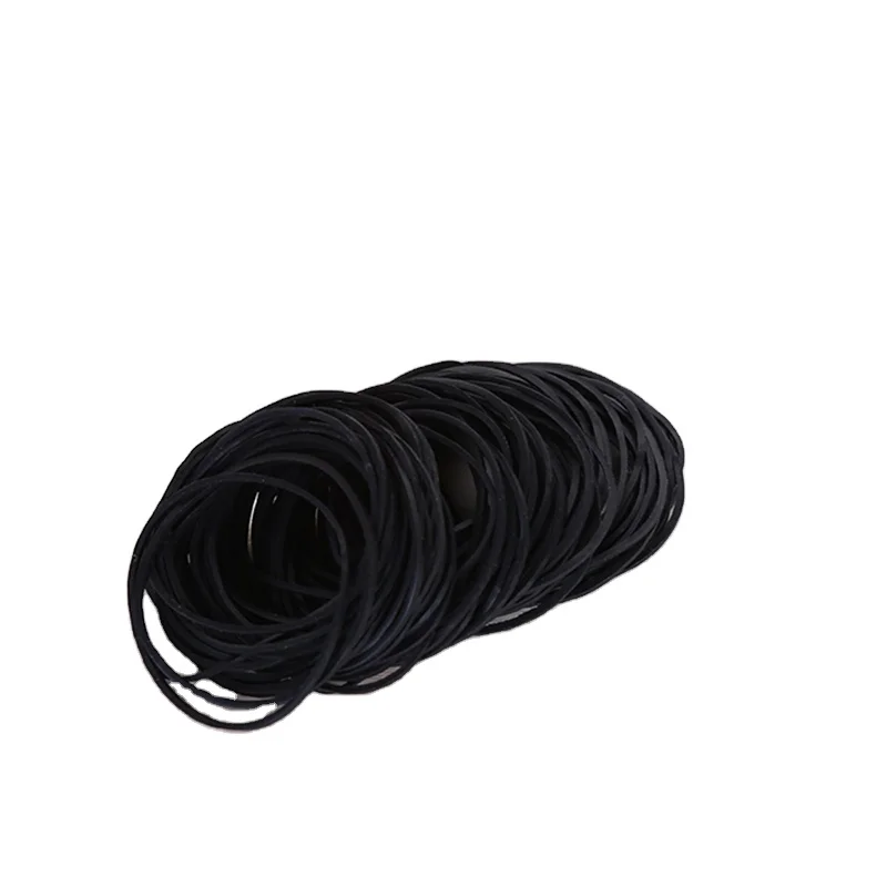 Mini around 32x0.9cm diameter black heat resisting natural rubber elastic silicone hair band rubber band