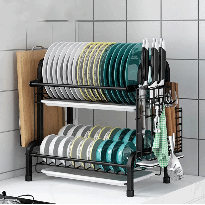 Kitchen 2  3 Tier Stainless Steel Storage Plate Holders Kitchen Drying Drainer Rack Dish Rack