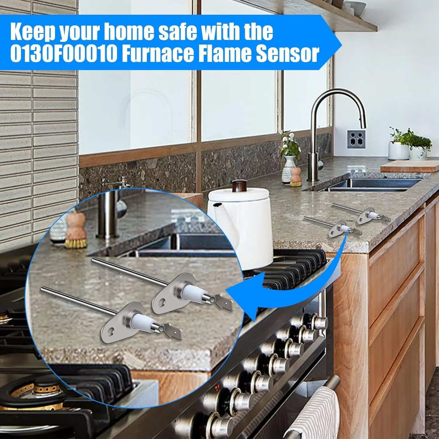 flame sensor,Furnace Replacement Igniter,Replacement 0130F00010 fits G-oodman Furnace Flame Sensor B11726-06