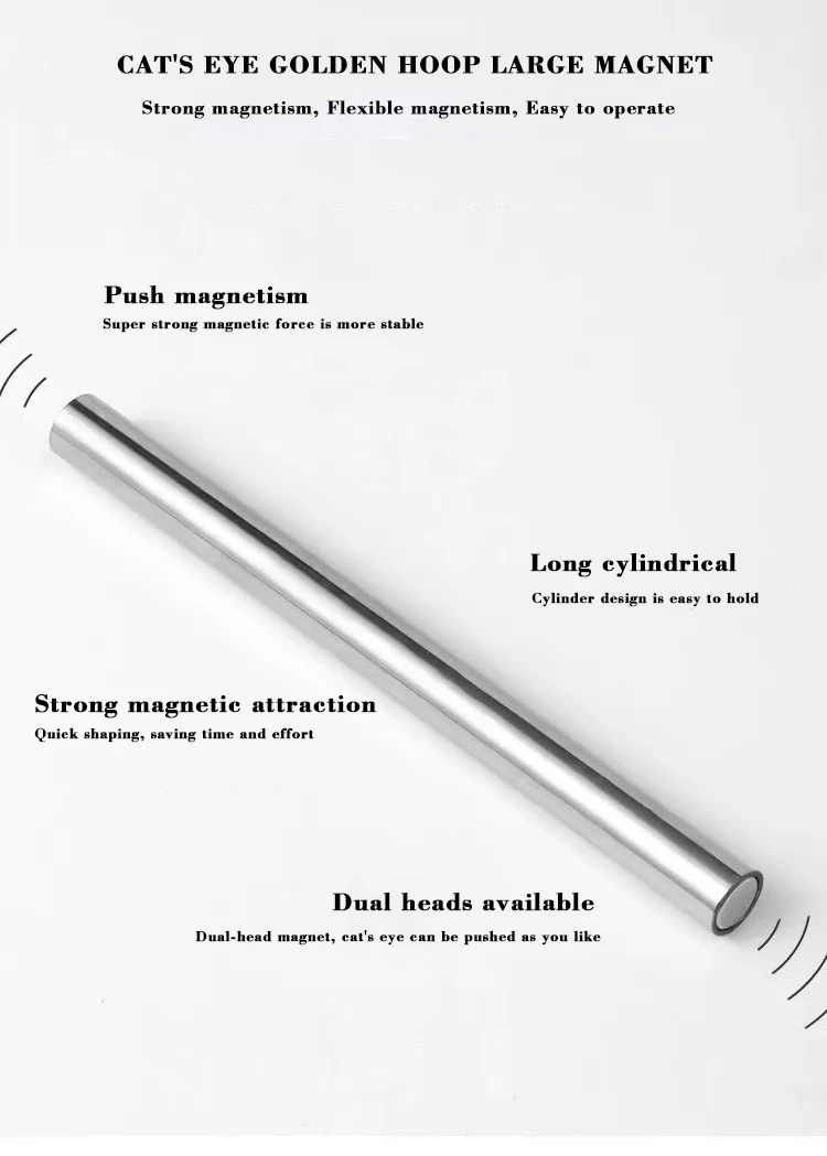 Cat Eye Magnet Stick Double-Ended Cylindrical Super Long Strong Nail Magnet Tool for Cat Eye Gel Nail Polish Nail Art