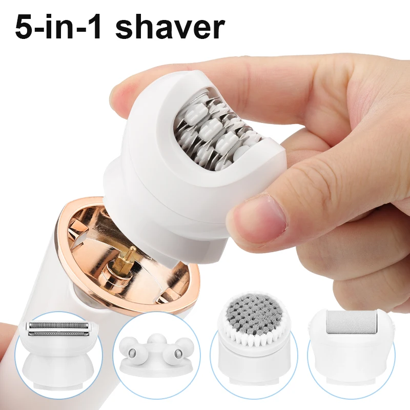 RESUXI SH-28 Wholesale Lady Skin Care 5 in 1 Grooming Kit Painless Rechargeable IPX6 Waterproof Body Shaver Electric Epilator