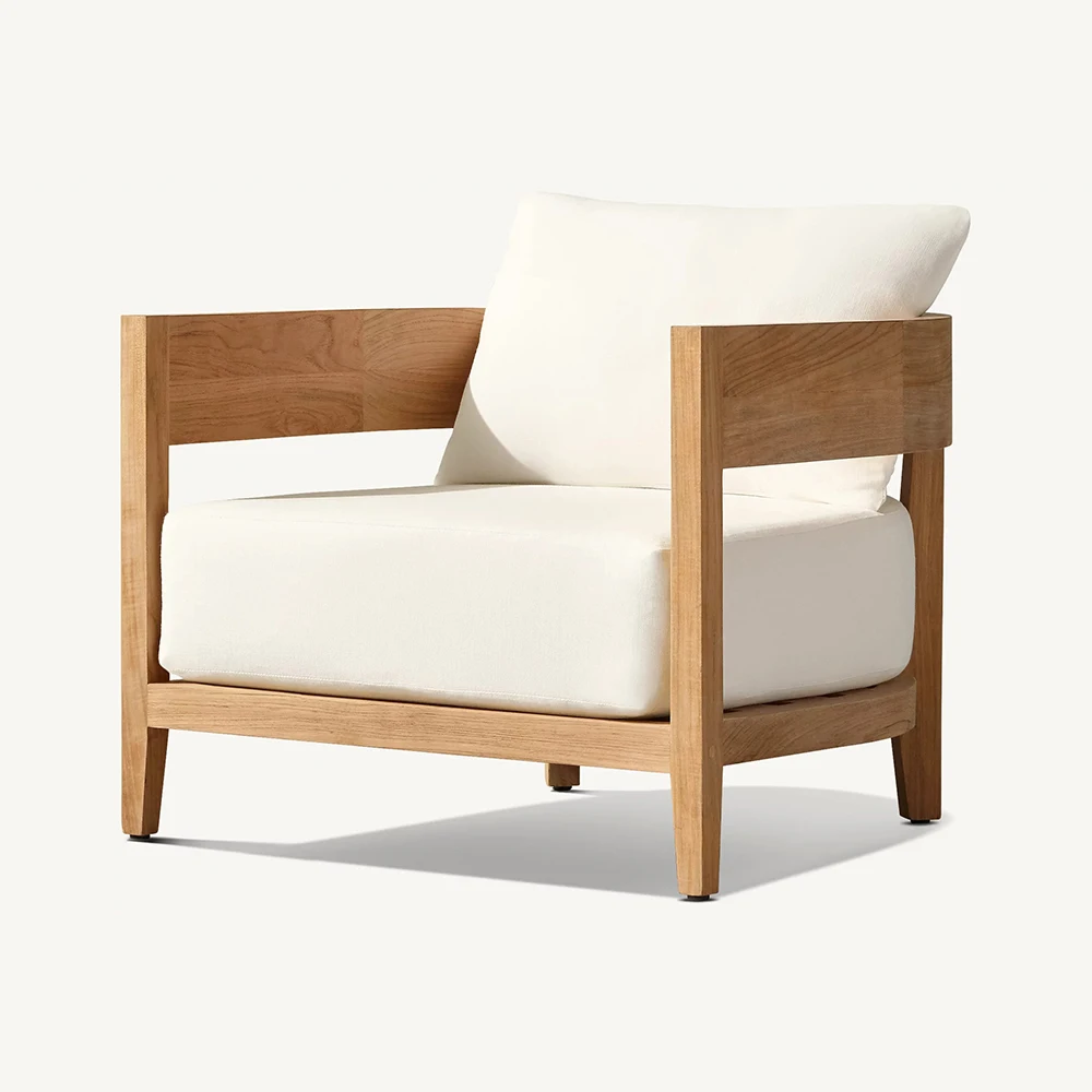 Defaico 2024 Modern Premium Teak Lounge Chair Luxury Balmain Teak Outdoor Furniture Set for Patio