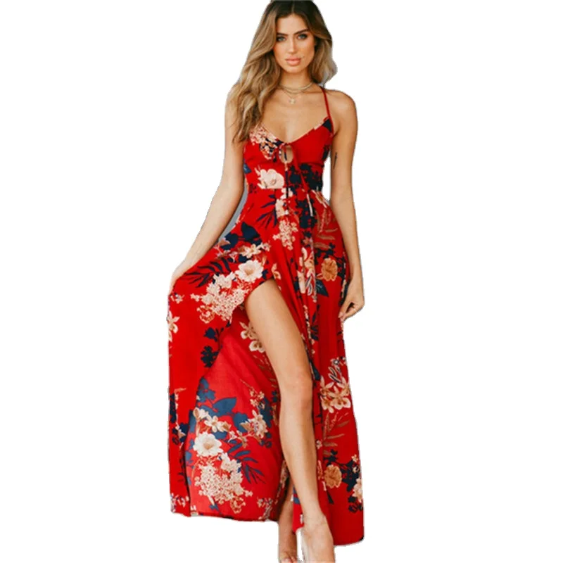 Европейское и американское пляжное платье большого размера с принтом на весну лето