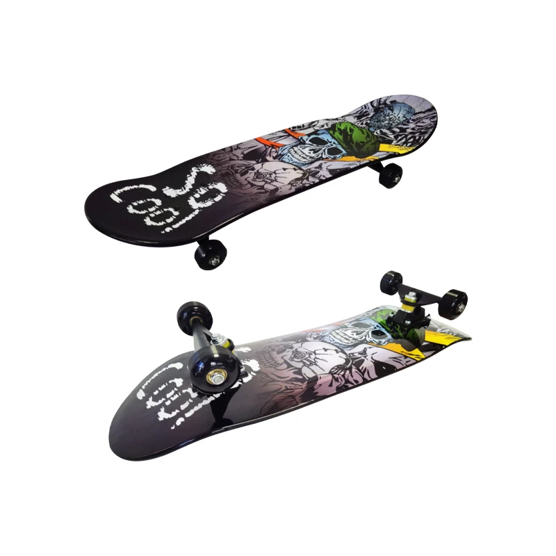 New Technology 28x8inch Shinny Graphic Decks Double Kick Concave Plastic Skateboard with PVC Wheel PP Truck ABEC-5 Bearing