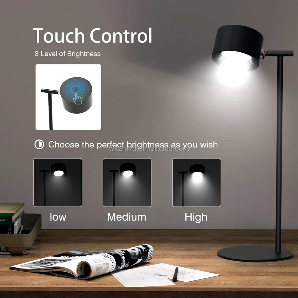 Magnetic Touchable Remote Control LED USB Rechargeable Table Lamp 360 Rotate Cordless Desk Lights Home Bedroom Wall Night Lamp