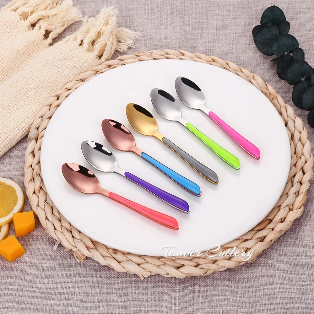 Stainless Steel Plastic Cutlery Set  Home Hotel Flatware ABS Handle Silverware Cutlery With Color Handles