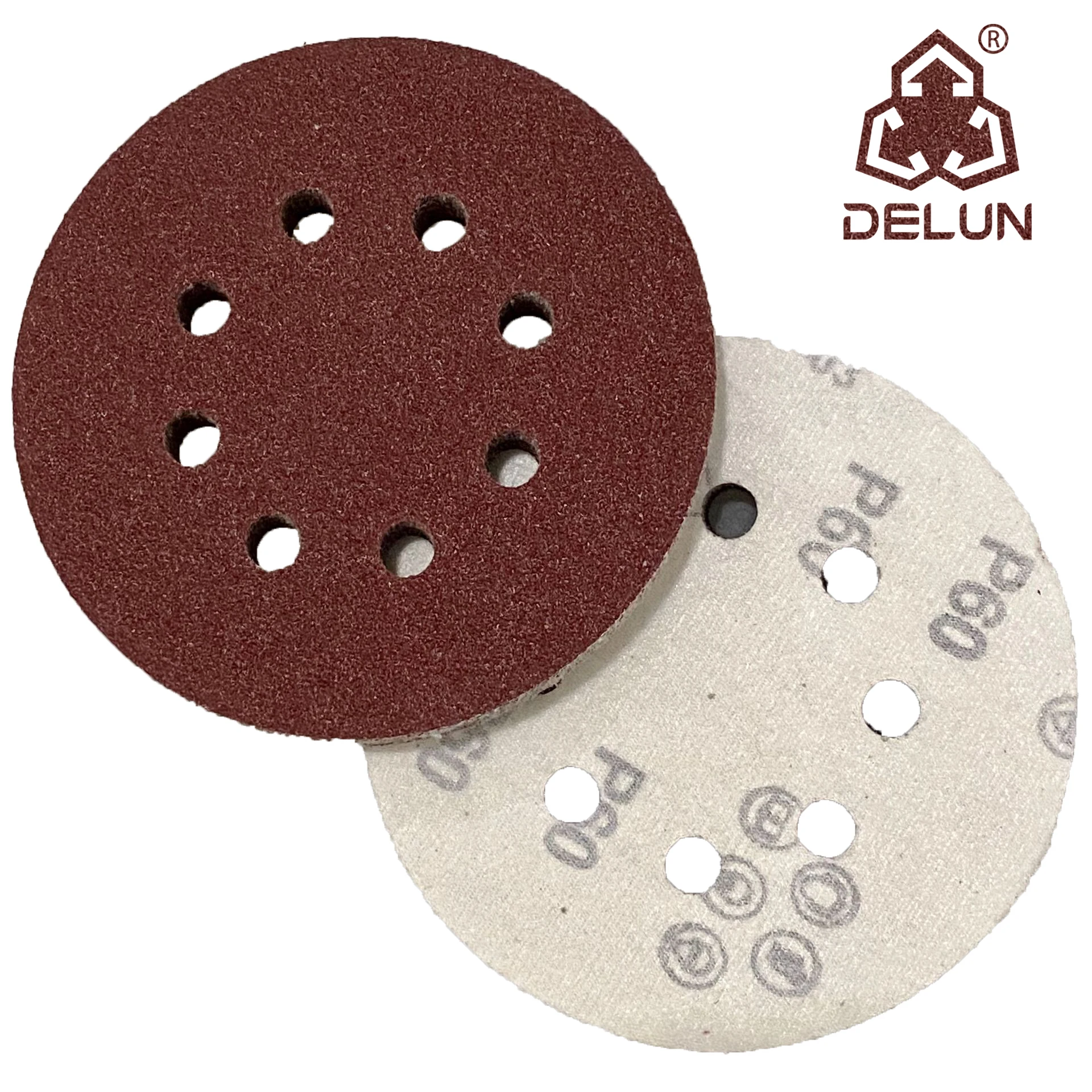 125mm brown red round abrasive sandpaper for car polishing with 5 holes sanding paper