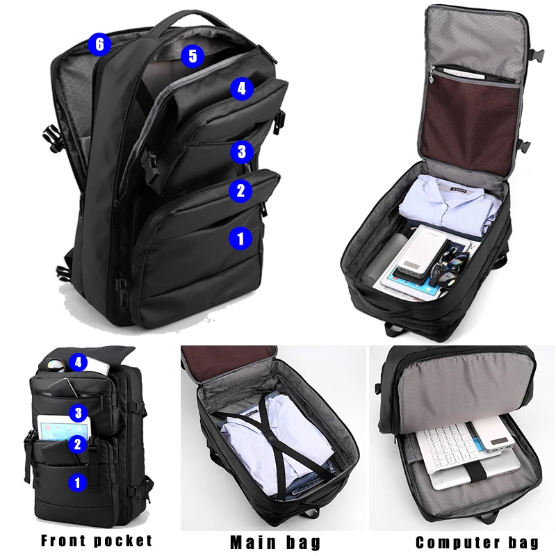 Expandable 2021 new waterproof bag laptop waterproof topography backpack outdoor sacs a dos 17.3 inches laptop backpack