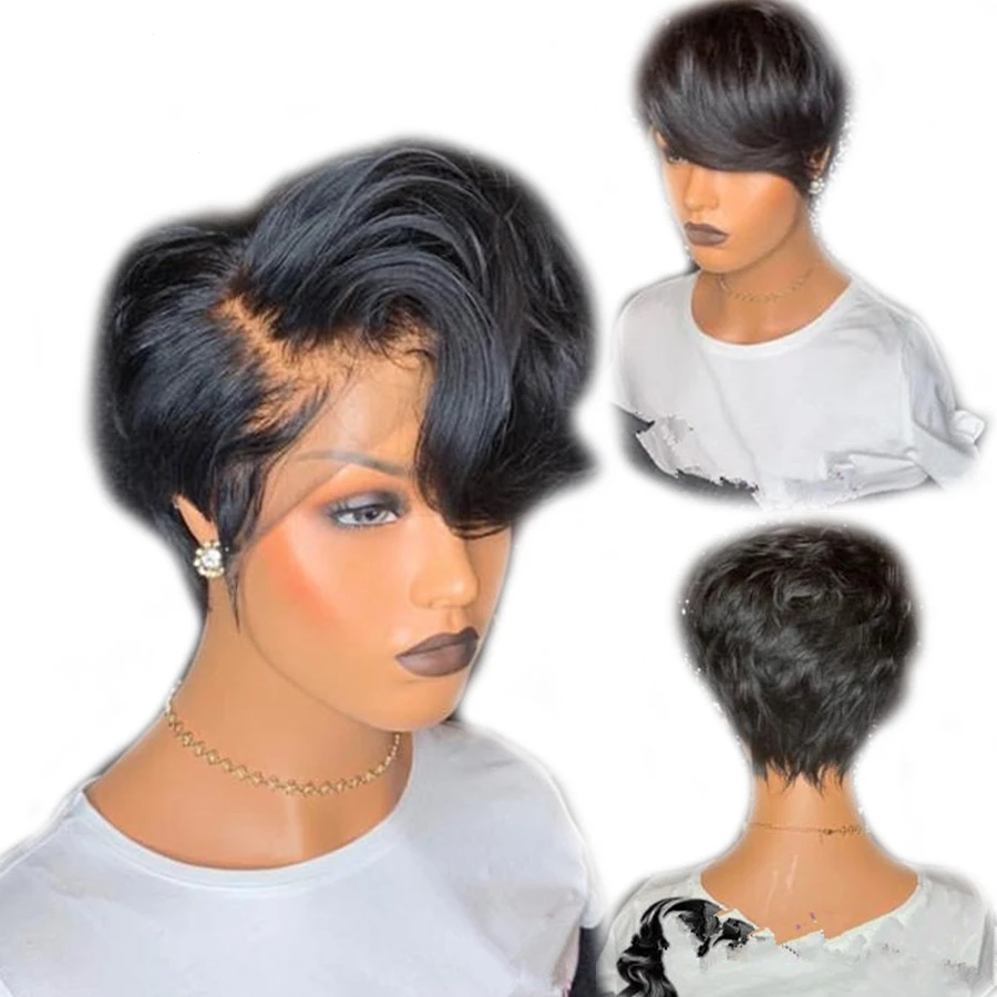 
Sunnymay 13x4 Short Human Hair Wigs Pixie Cut For Women Pre Plucked Bob Wig Remy Brazilian Glueless Lace Front Human Hair Wigs 