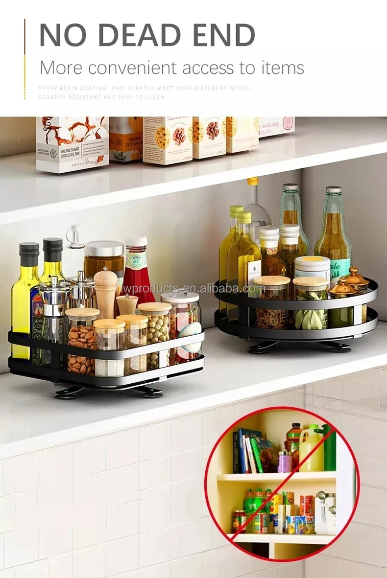 Height Adjustable 3 Tier Cosmetics Makeup Perfume Snack Fruit Storage Stand Tray Rotating Storage Rack