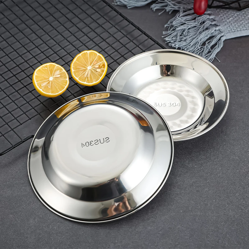 Wholesale Thai style food tray stainless steel round food plate