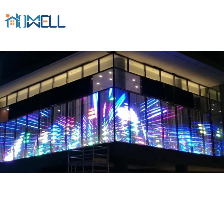 3D Transparent LED Display Screen Glass Window Curtain Indoor Advertising Video Wall P5*10 P10 P20 Display Panel