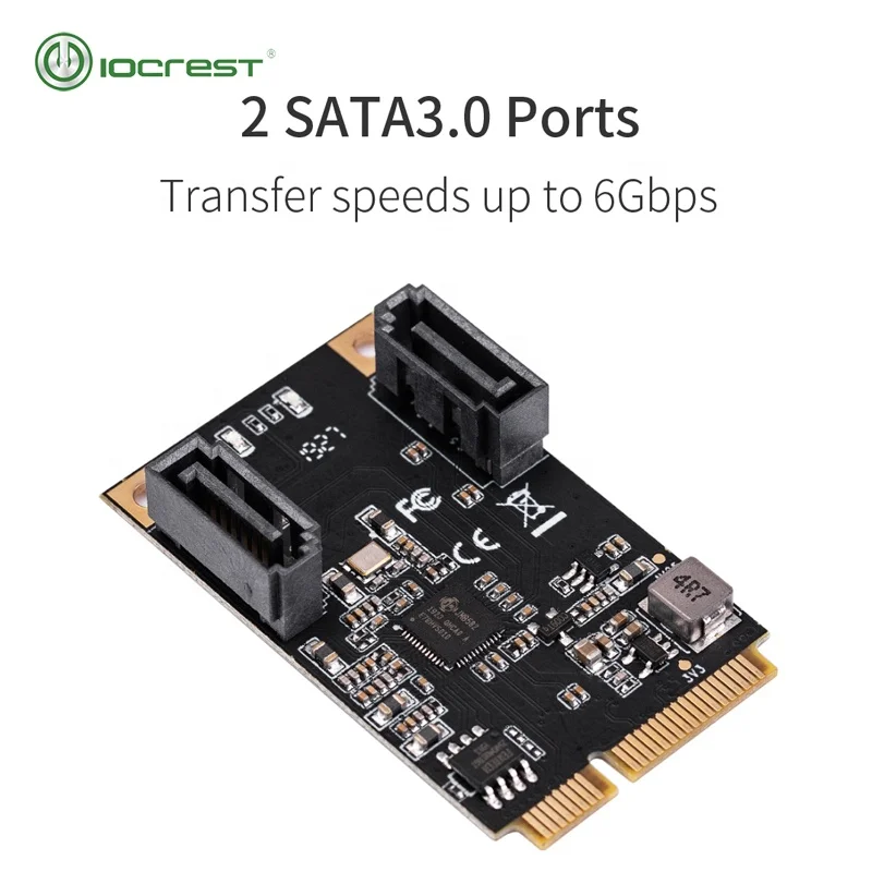 IOCREST 2 Port SATA III Full Height Mini PCIe 3.0 Controller Card