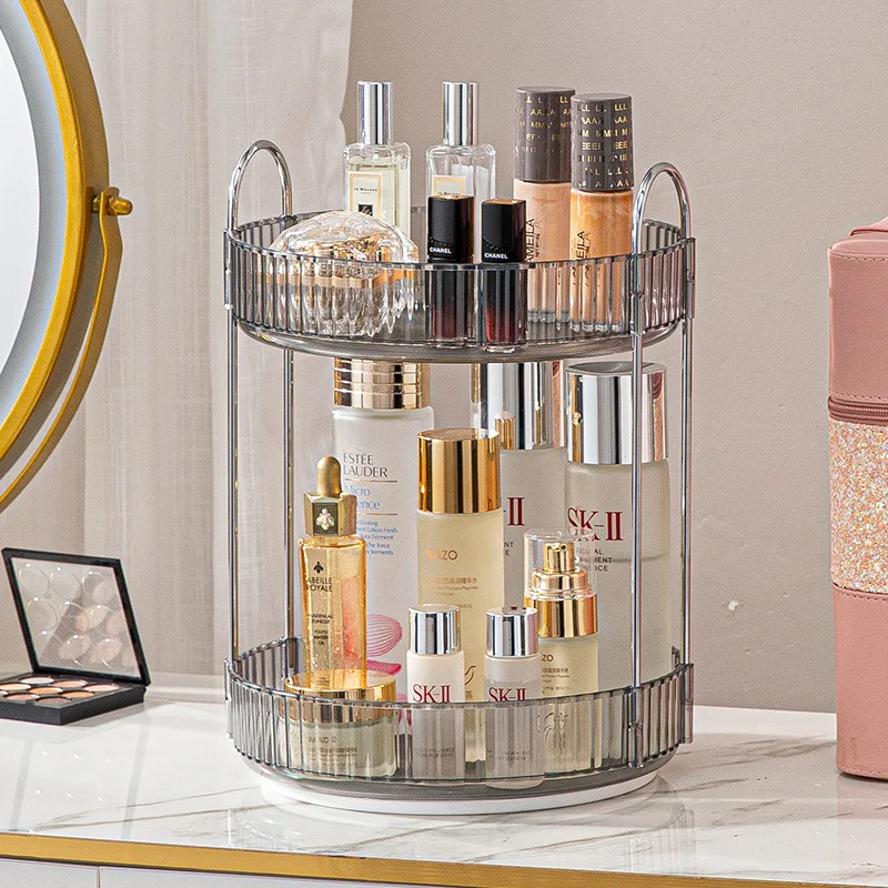 Compact double tiered storage rack for small spaces or narrow corners