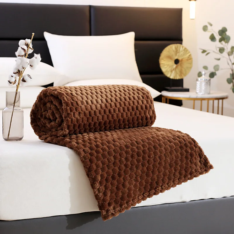 textured flannel fleece throw blankets wholesale warm cozy flannel blanket for bed sofa thick multi-functional luxury blanket