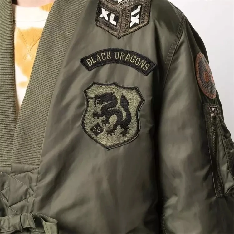 Designer Outdoor Patchwork Aviator Jacket For Men Custom Patchwork Patch Bomber Varsity Flight Jacket