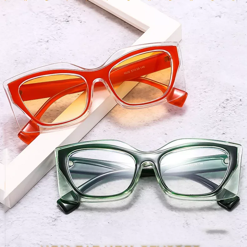 Women New Fashion Brand Sunglasses Colorful Rectangle Cat Eye Eyeglasses Leopard Pink Clear Glasses Frame Female Shades