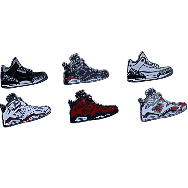  Customized Manufacturer Stock Metal Sports Sneaker Shoes Cartoon Hard Soft Enamel Badge Lapel