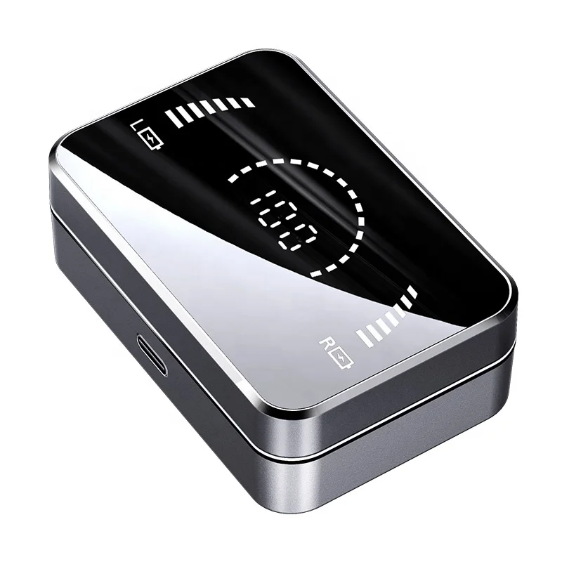 TWS Rectangle Box Earbuds Chip Touch LED Display Wireless Black Electronics Ear Pods Game Headphones Earphone