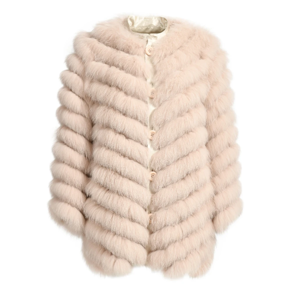 Winter Wholesale Warm Long Fox Fur Coat Skin Friendly Anti-shrink 100% Silk Lining Women Reversible Real Fox Fur Coat