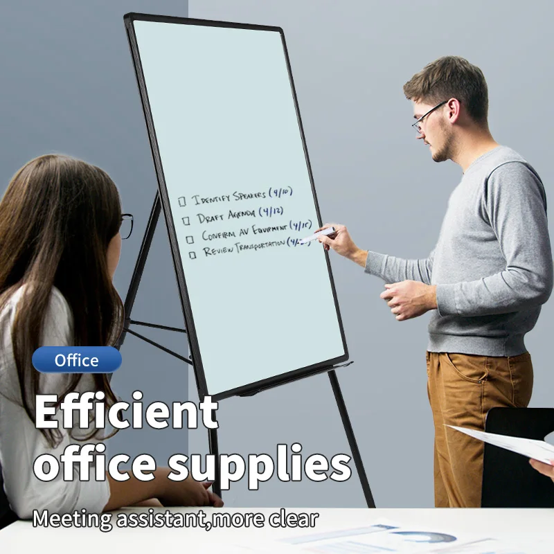 High quality magnetic Surface Glass Whiteboard Mobile Flipchart With Legs white board stand Interactive Notice Board