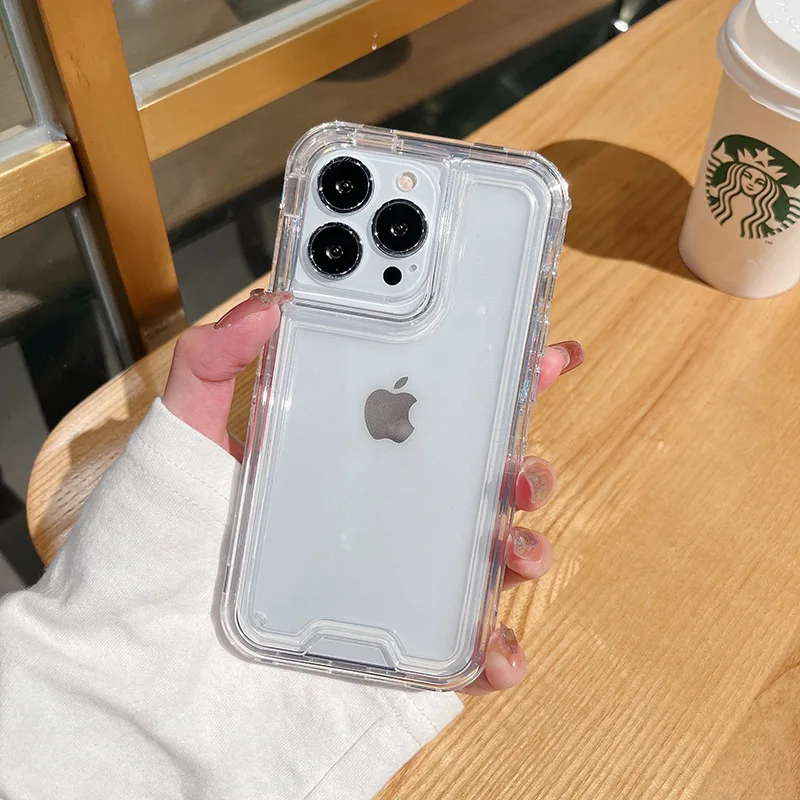 New Hot Sales 2 in 1 TPU PC Hard Clear Mobile Phone Case Frame for Iphone 14 13 12 11 XR XS Pro Max Colorful Transparent Case