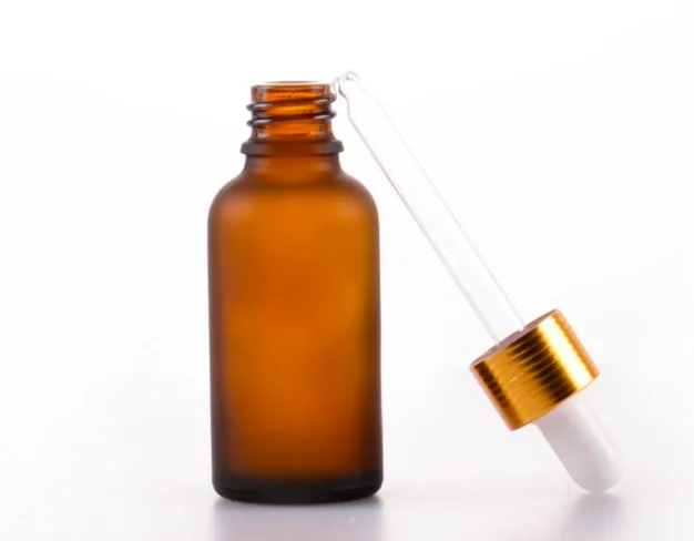 colored frosted amber glass oil bottles 10ml  with bamboo lid dropper cap