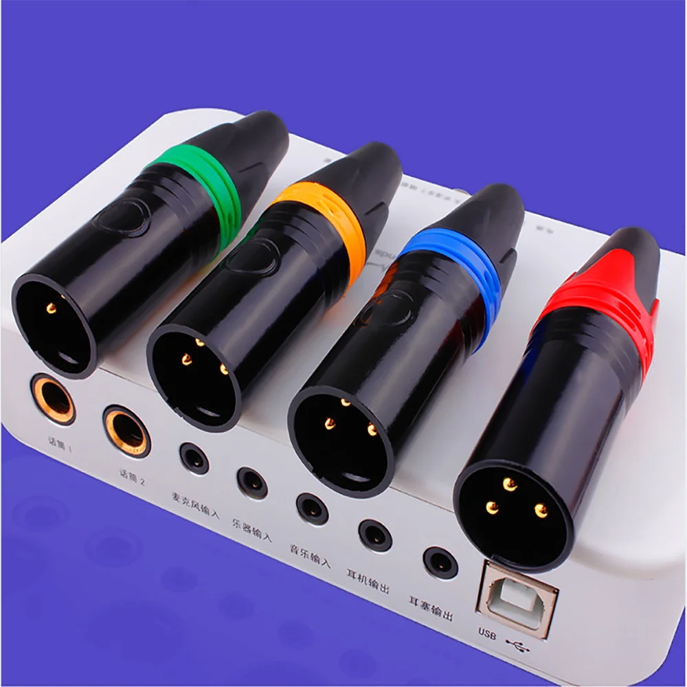 Color 3 core XLR male and female audio plug, XLR microphone connector, XLR gold-plated copper needle guitar cable connector