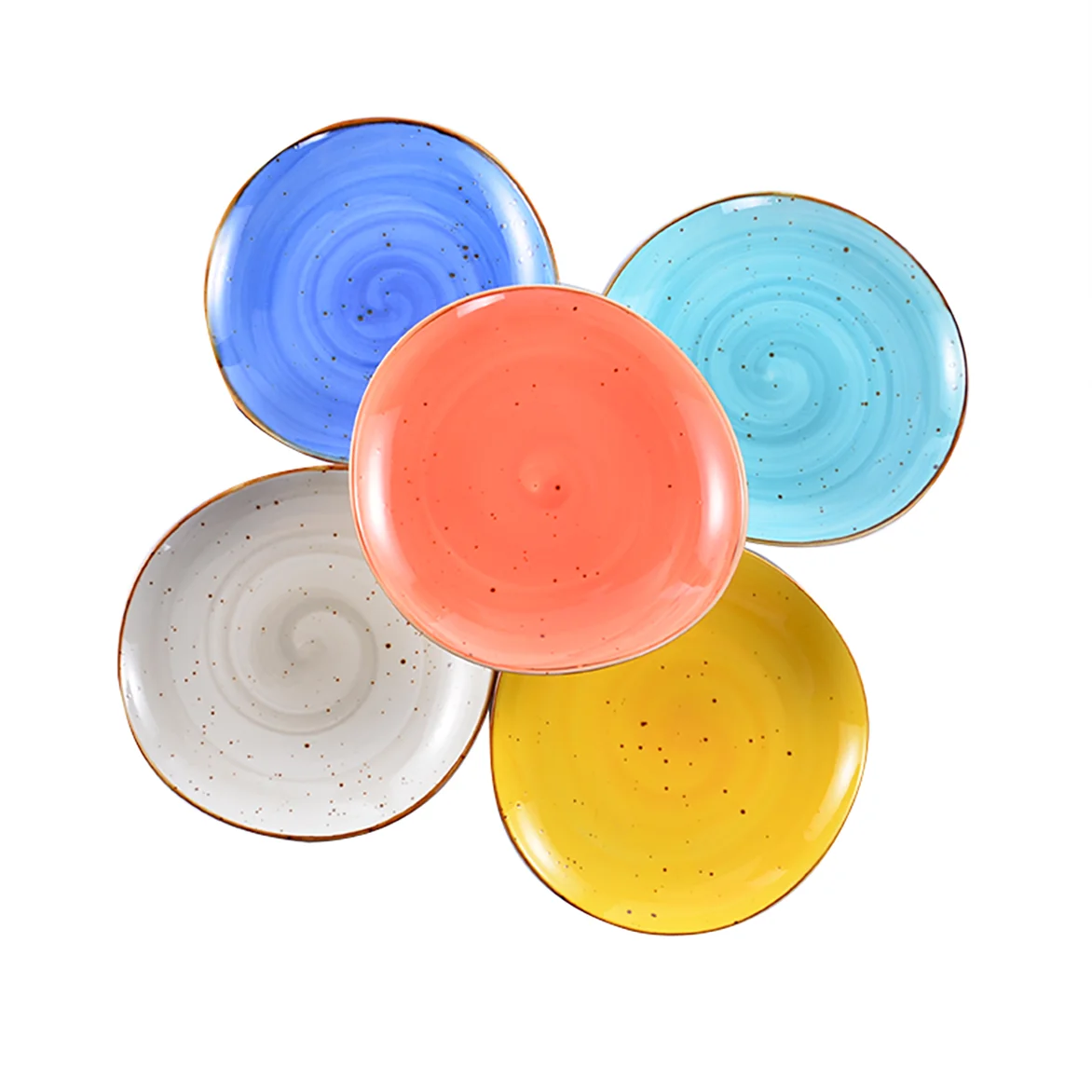 New Fancy Design Colorful Ceramic Porcelain Crockery Restaurant Dinner Assiette Dishes Plates For Sale