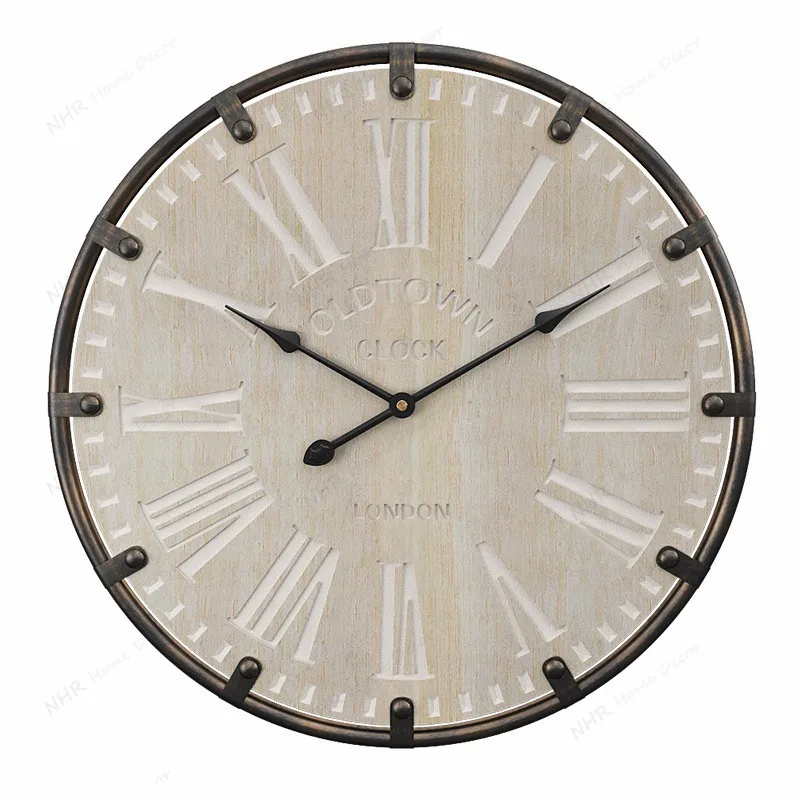 Wooden Silent Living Room Dining Room Wooden House Decoration Battery opened Wall Clock Non Ticking Clocks for Farmhouse