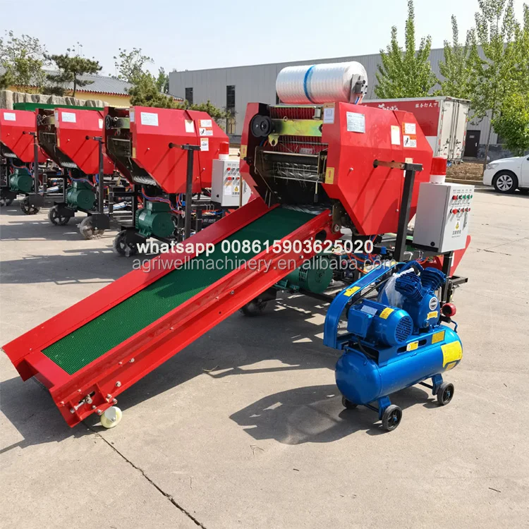 Forage silage wrapping machine Fully automatic corn straw baling and wrapping machine Used on Farms with Essential Motor