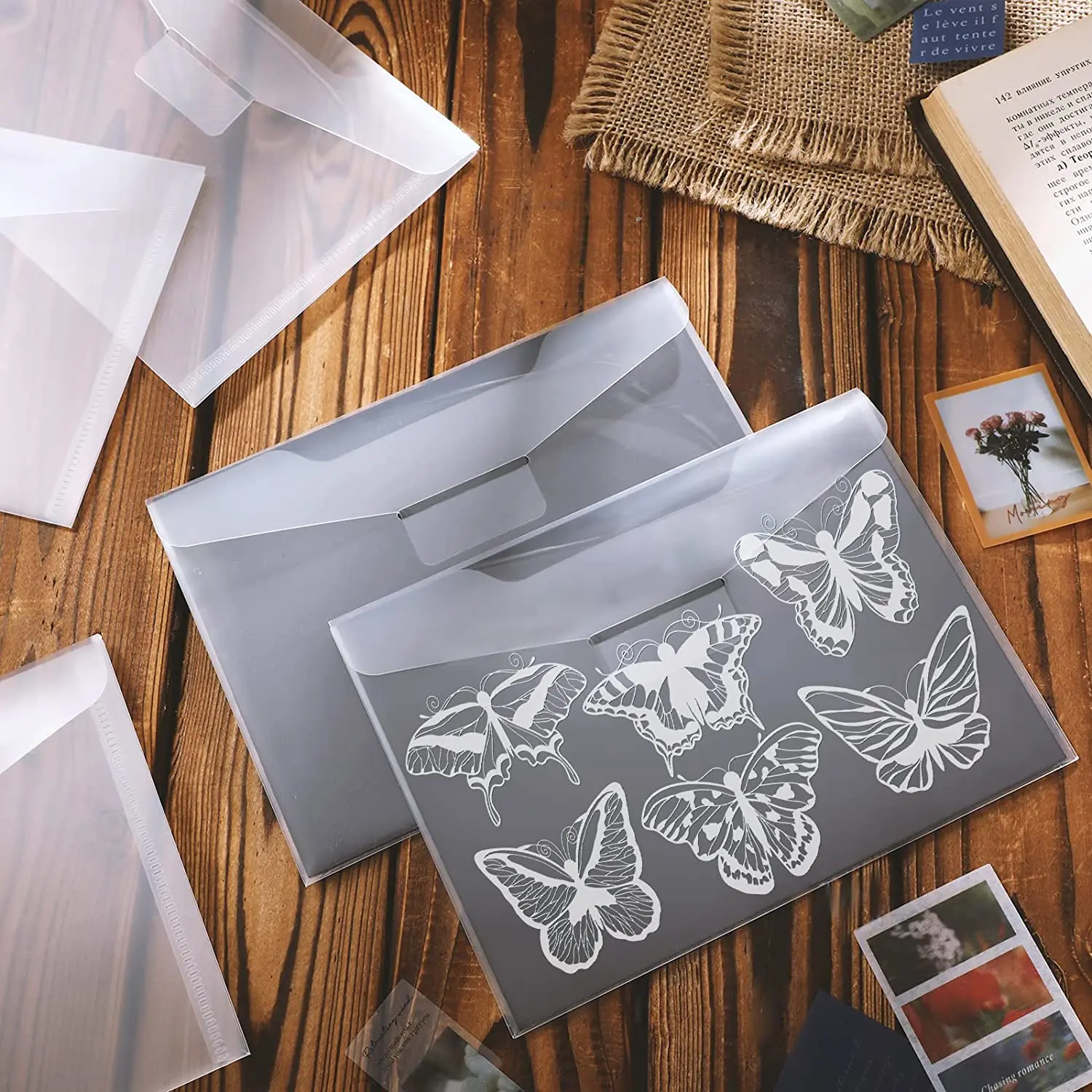 Clear Stamp and Die Storage Bag PP A5 Receipt Bill Bag Materials File Storage Bag Pockets Resealable Die Cut Envelope