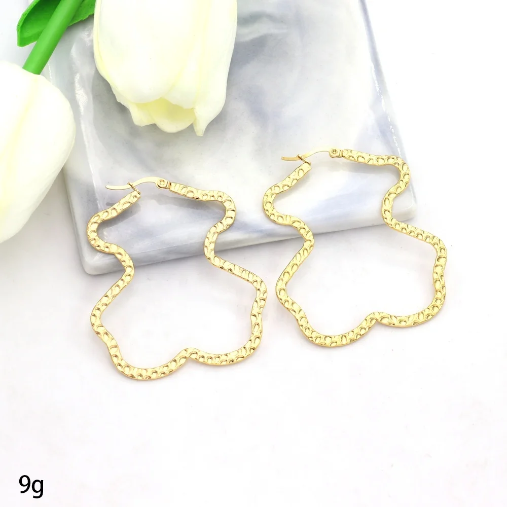 Stainless Steel Elliptical Round Flat Ear Loop Bear Earring Female Nightclub Exaggerated Earrings