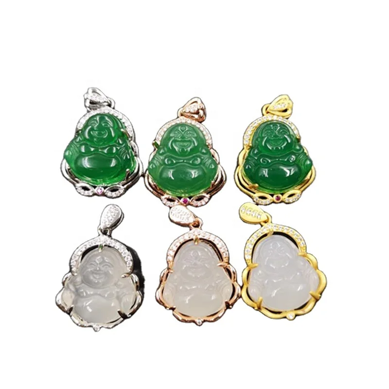 Natural Agate Engraved Buddha Jade Pendant