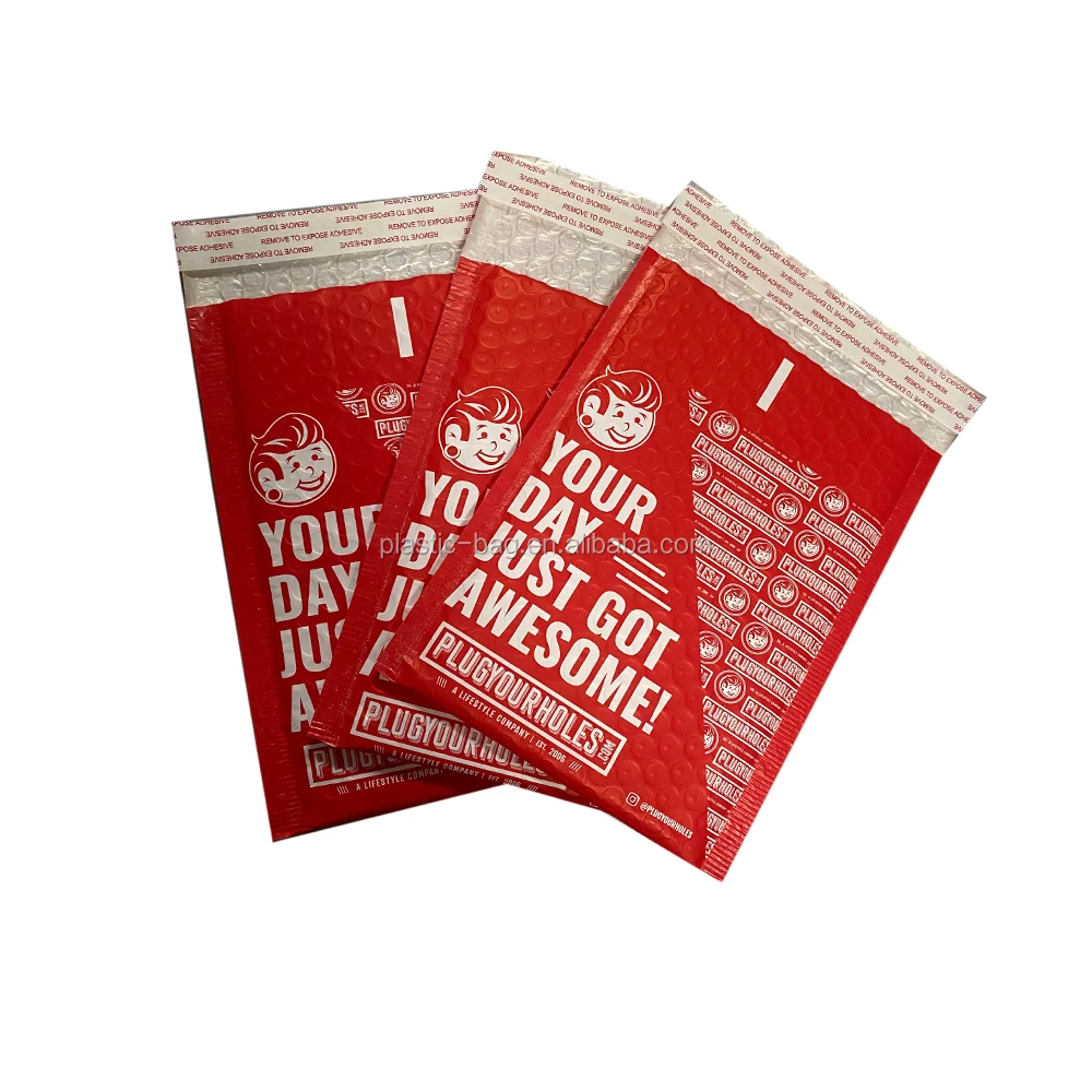 Wholesale Custom Printed Colored Red Metallic Bubble Envelope Small Foil Padded Mailers for Packing