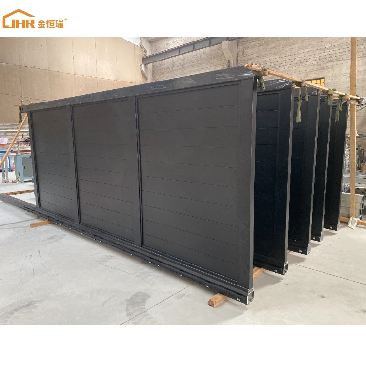 JHR China New Metal Sliding Black Gates Best Selling Products Design Drive Way Remote Auto Gate Aluminum Sliding Gate Panel