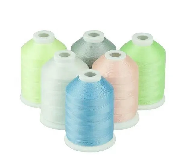 150D/2 luminous absorbent light embroidery thread glow in the dark 1000Y