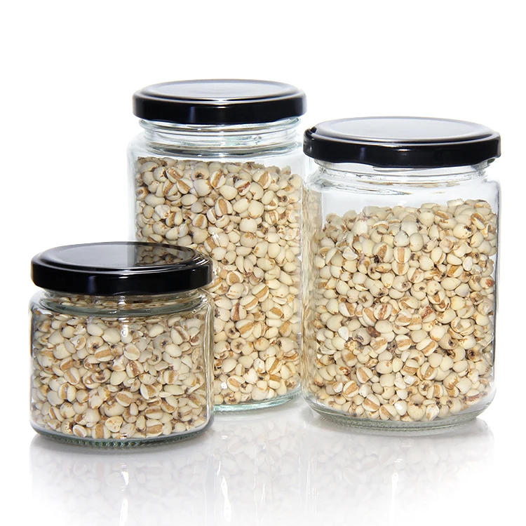 Custom Mold Embossed Logo Heat Resistant 500Ml 750Ml Round Wide Mouth Clear Glass Jars For Caviar Chocolate